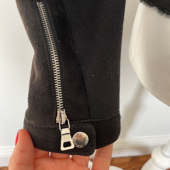 Prada Black Suede Jacket Size 40 - Picture 8 of 14